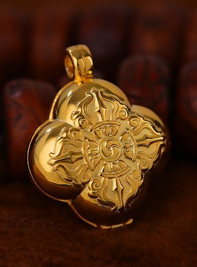 纯银S925金刚杵嘎乌盒吊坠藏式民族风镀金镶嵌宝石可打开情侣款