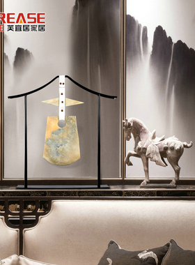 玉石平安扣摆件新中式茶楼样板房客厅电视柜玄关乔迁新居装饰品