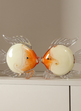 琉璃鱼摆件轻奢风家居装饰品北欧简约酒柜高档高级感客厅桌面摆设