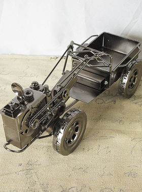 手工铁艺制作金属三轮车手扶拖拉机汽车模型装饰品工艺品摆件礼物