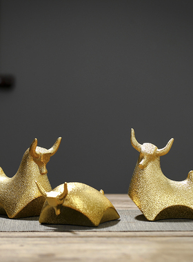 速发创意陶瓷吉祥招家牛客厅电视财玄关博古架装饰简约柜居工艺品