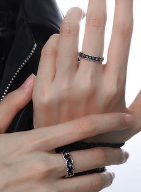 ACC 小众设计冷淡风情侣对戒开口可调高级感暗黑色星星戒指男指环