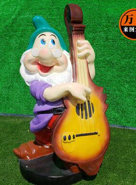 现货卡通人物玻璃钢雕塑 白雪公主和七个小矮人雕塑 景区乐园摆件