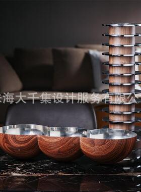 筒层塔烛台样直板间售楼处桌面金木纹理不钢创意水壶果盘D-T22BJ3