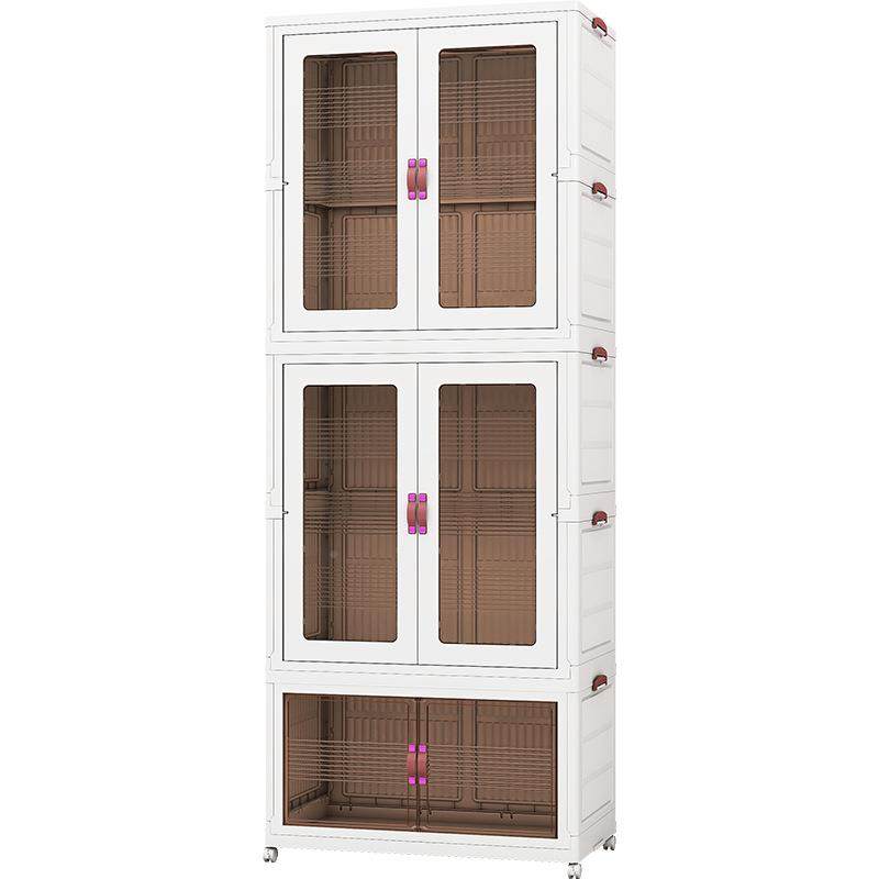 2年UKN新收柜家用透明可视磁吸纳款5开合双开门加厚PP储物柜置物,淘宝优惠券,粉丝福利购,淘宝优惠卷