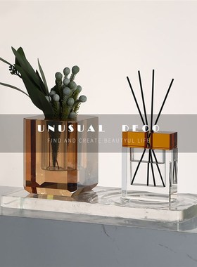 现代欧式轻奢透明水晶玻璃香薰摆件客厅书房卧室衣帽间样板间饰品