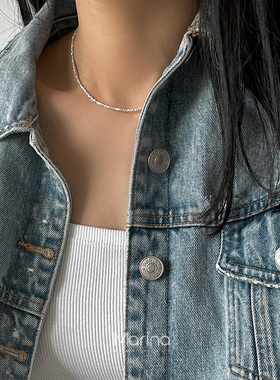 碎银子细款链条项链 通体925纯银锁骨链裸链女叠戴高级设计感颈链