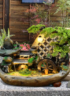 好货田园假山流水水车客厅办公室阳台户外庭院循环水景观喷泉装饰