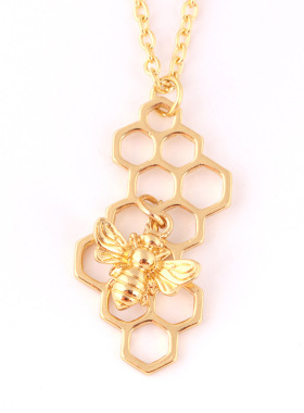 极速欧美热销时尚饰品创意蜂窝小蜜蜂吊坠项链个性昆虫毛衣链10件