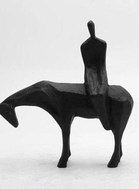 新中式创意骑马雕塑禅意摆件书房办公室招财摆设橱窗玄关软装饰品