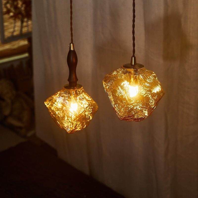 日式玻璃小吊灯创意个性玄关灯过道餐厅吧台ins胡桃木卧室床头灯,淘宝优惠券,粉丝福利购,淘宝优惠卷