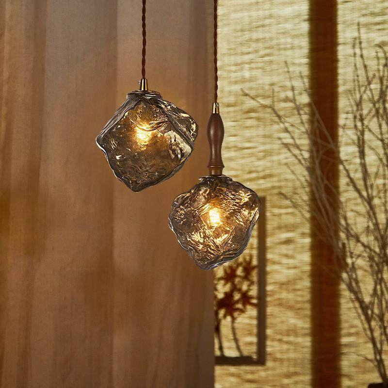 日式玻璃小吊灯创意个性玄关灯过道餐厅吧台ins胡桃木卧室床头灯,淘宝优惠券,粉丝福利购,淘宝优惠卷