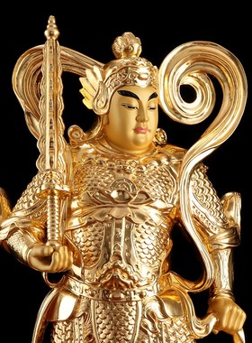 速发涛羽 韦陀佛像 纯铜贴金珈蓝护法佛像 家厅居客饰品韦驮供奉