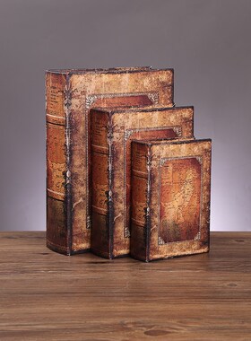 速发书复古书厅装饰摆件客房书柜桌面假书摆设收纳盒摄影道具