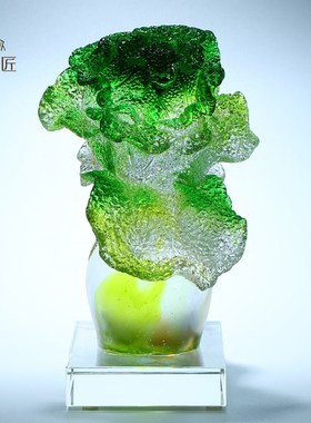 速发琉璃百财如意翡翠玉白菜摆件招财开公室奢办业礼品客厅轻桌工