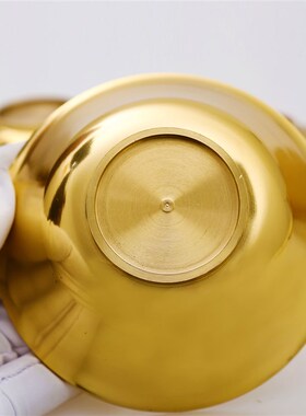 速发纯铜加子筷碗餐具 金碗供佛水碗铜铜厚勺子招财家居摆件
