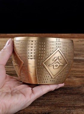 速发黄铜五谷丰登缸家居客厅吉祥古如仿意聚宝盆开业铜缸摆件装饰