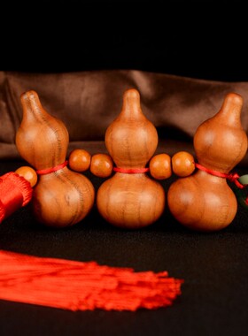速发阁 葫木葫设葫芦摆件挂件木雕桃芦摆芦家居饰品工艺礼品