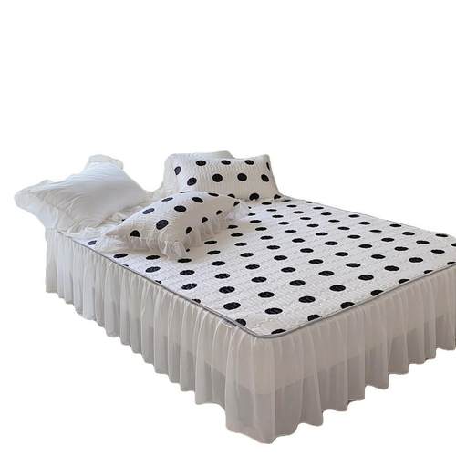 夏季A类波点冰丝乳胶凉席三件套床裙夏凉被四件套可机洗折叠席子 - 图3