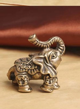 精选黄铜大象摆件一对小号家居客厅招旺财吉象金属吸水象工艺品铜