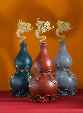 铜葫芦摆件大号客厅家居摆设入户玄关酒柜电视柜装饰品铜工艺品