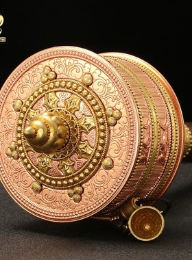 亚青铜手摇转转轮民族手持静音转金筒家居办公桌面摆件藏族转动轮