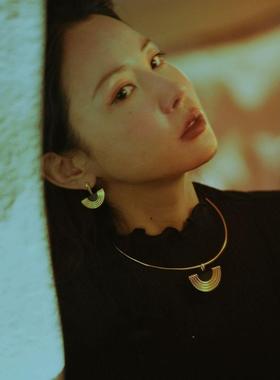 《光芒之旅》原创设计埃及气质黑玛瑙项圈吊坠时尚精致优雅饰品