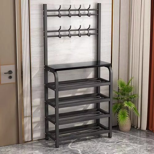 鞋架简易多层家用鞋帽架宿舍挂衣架卧室门口收纳置物架子可移动 - 图1