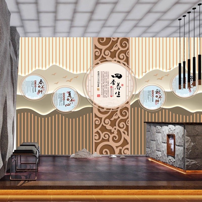 轻奢新中式中医养生馆壁纸意境山水花鸟前台背景墙正骨足疗店墙纸,淘宝优惠券,粉丝福利购,淘宝优惠卷