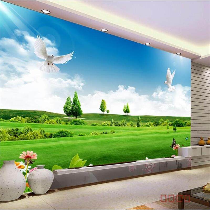 2024蓝天白云墙布5d草原田园风景壁纸8d电视背景影视墙纸壁画壁布,淘宝优惠券,粉丝福利购,淘宝优惠卷