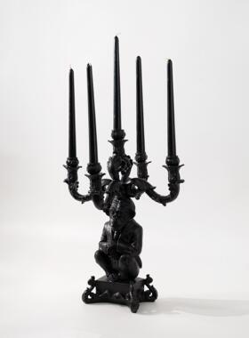 复古五头烛台摆件样板间民宿中古风艺术抽象动物猩猩蜡烛台装饰品