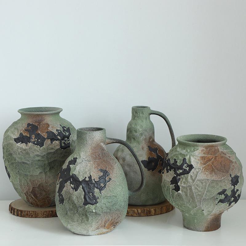 景陶德镇瓷花风瓶复古怀旧手工酒店民宿诧寂插花禅摆RKB件粗意陶 - 图1