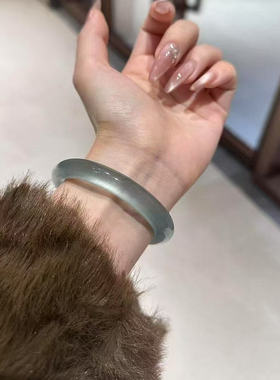 天然水沫玉冰透天青冻葡萄肉石英岩玉石手镯高冰种平安玉镯手镯