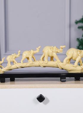 中式五福象牙办公室家居书房办公室装饰品树脂摆件仿象牙工艺品