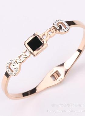 新款时尚情侣钻石钛钢手镯潮流满天星满钻钛钢首饰现货不锈钢手环