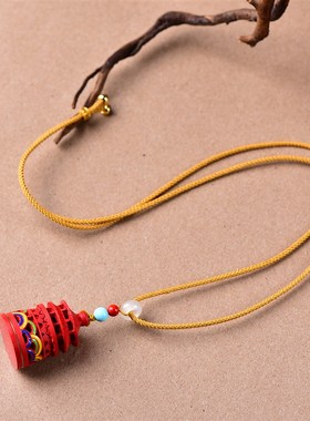 现货速发高含量红砂真朱砂彩绘手绘天坛配件百搭款挂件