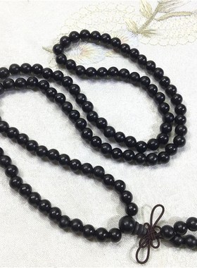 现货速发黑檀木圆珠/桶珠佛珠链 男百搭文艺文玩配饰复古情侣珠串