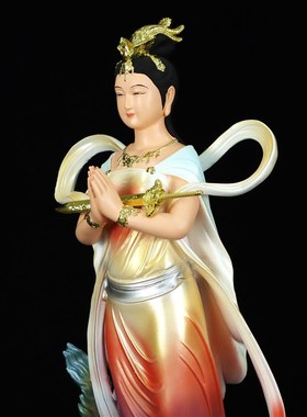 现货速发树脂九天玄站像踏凤九天圣母娘娘彩绘玄母家用佛像摆件