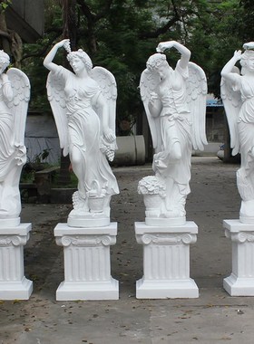 新古典可组合欧式树脂路引简约条纹罗马柱雕塑基R座落地摆件装饰