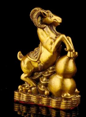 黄铜福禄寿喜羊摆件铜葫芦羊生肖羊吉祥物铜羊客厅家Y居工艺品摆