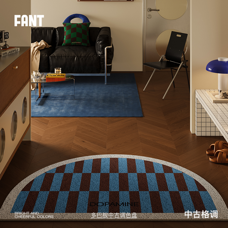 午后柏林中古风半圆丝圈入户地垫进门垫防滑耐磨蹭土可裁剪脚垫子 - 图2