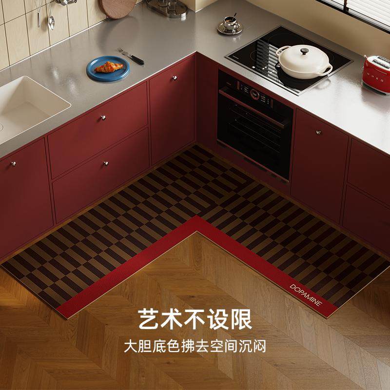 午后柏林中古风L形厨房地垫防滑防油可擦免洗耐脏7字型全铺垫定制,淘宝优惠券,粉丝福利购,淘宝优惠卷