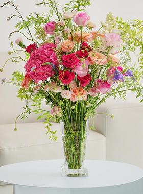 稀奇艺术罗马之心古典复古方形水晶玻璃花瓶几何大号花瓶现代风