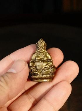 黄铜迷你随身佛像黄财神药师佛书房办公室实心小摆件工艺品装饰品