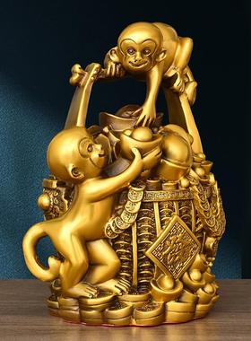 铜一桶金猴子摆件生肖猴存钱罐家居装饰客厅书房办公室店铺礼品