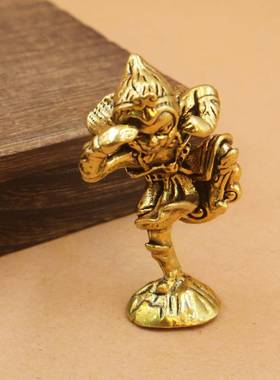 黄铜齐天大圣孙悟空桌面摆件筋头云美猴王创意茶宠摆饰黑神话摆件