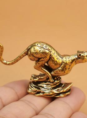 黄铜做旧金钱豹摆件创意家居办公桌面金钱豹摆件工艺品地摊