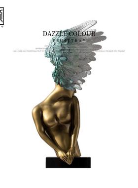 创意艺术人物雕塑摆件天使女孩设计师落地软装样板间客厅大堂