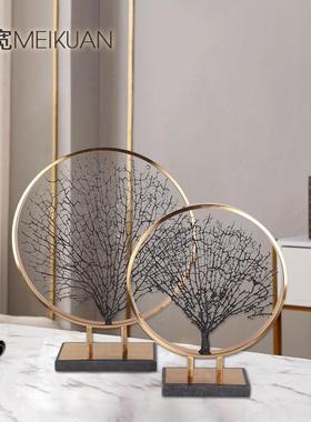 客厅摆件简约精美海铁树电镀拉丝防锈防潮金属家装饰品铁艺摆件