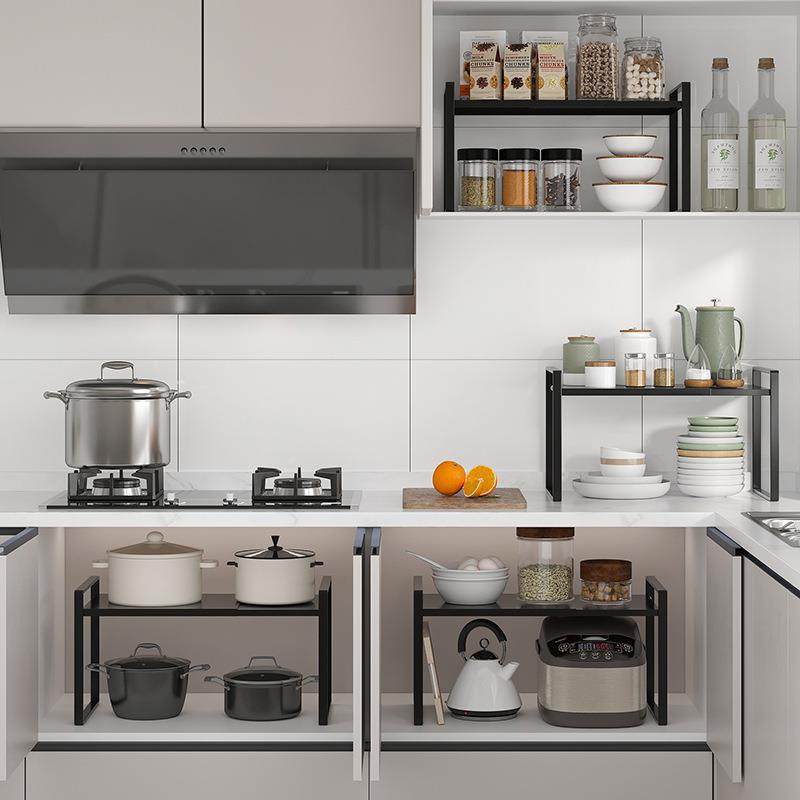 可伸缩厨架房置面物微波炉烤箱架高加厨房支架双层台面0173-分桌,淘宝优惠券,粉丝福利购,淘宝优惠卷